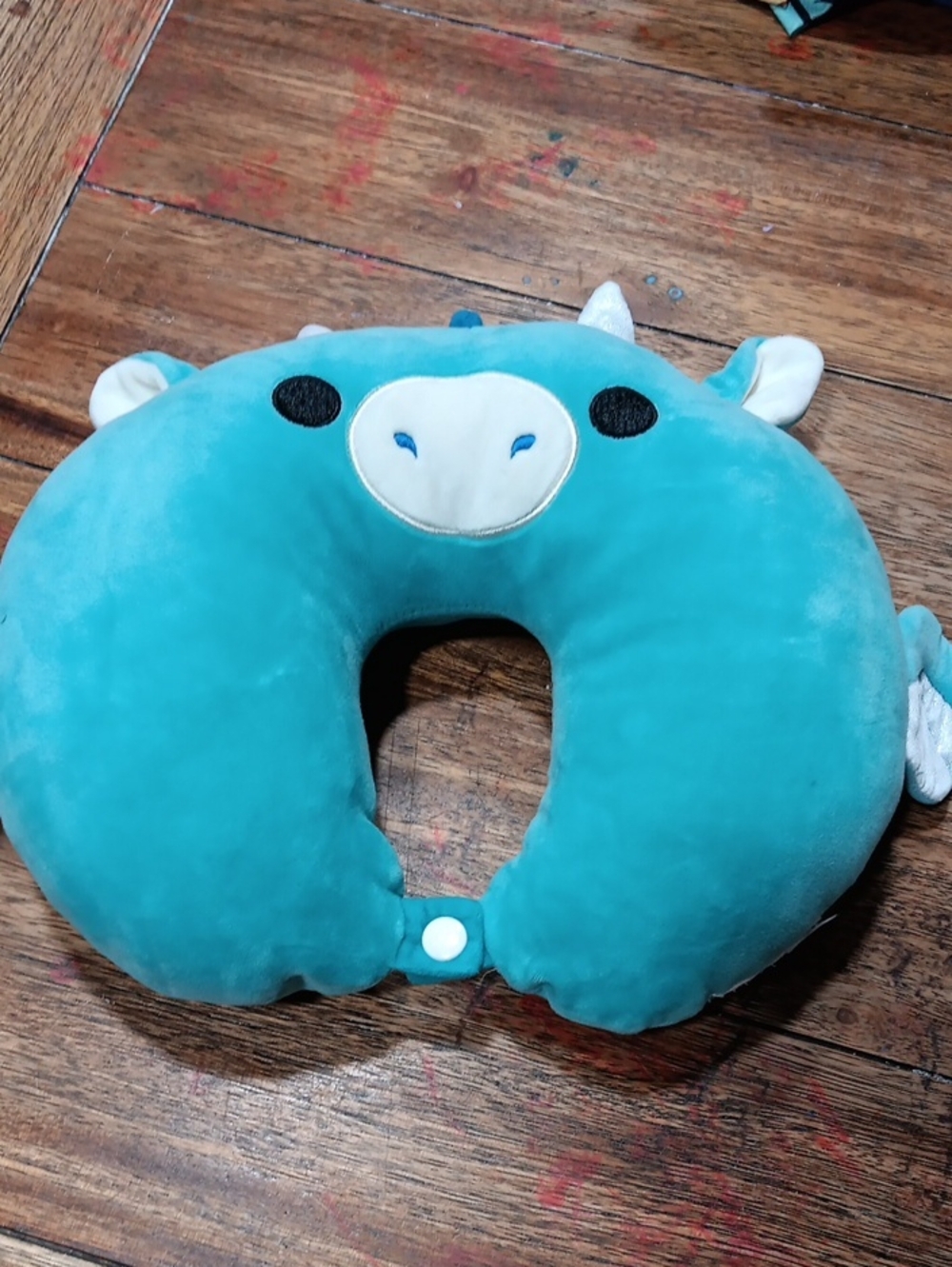 Plush Teal Dinosaur Neck Pillow for Kids